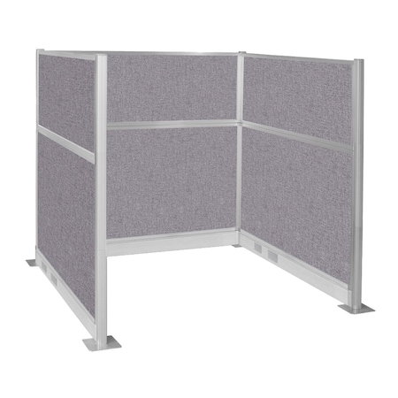 Versare Pre-Configured Hush Panel Electric Cubicle (U Shape) 6' x 6' Cloud Gray Fabric 1859358